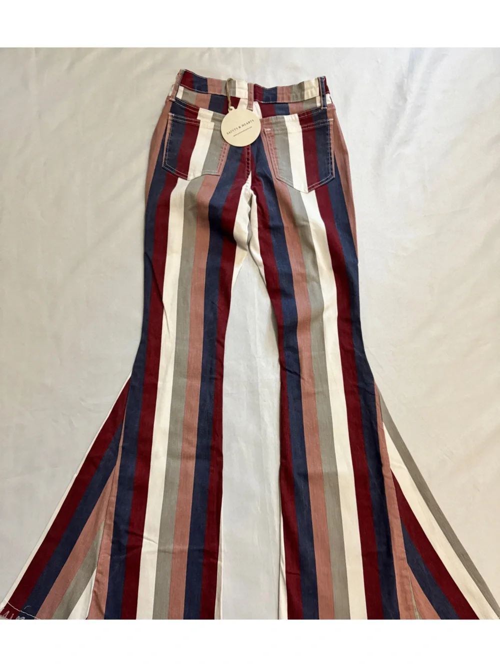 NWT Saints & Hearts Navy Multi Striped
Western Flared Bell Bottom Jeans - Picture 7 of 9